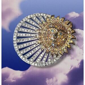Carolee Limited Edition AB Rhinestone Sunburst Sunface Brooch Pin‎ 2000